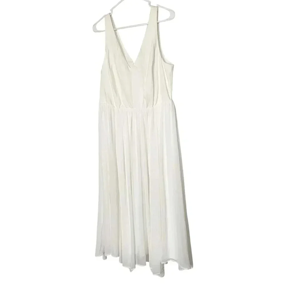 Torrid Chiffon Midi Dress Ivory Sleeveless V-Neck Wedding - Picture 3 of 9
